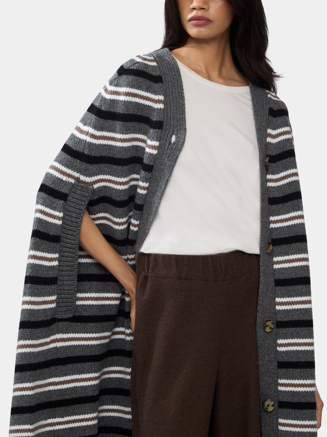 Women's Lambswool Striped Cape | One Size
