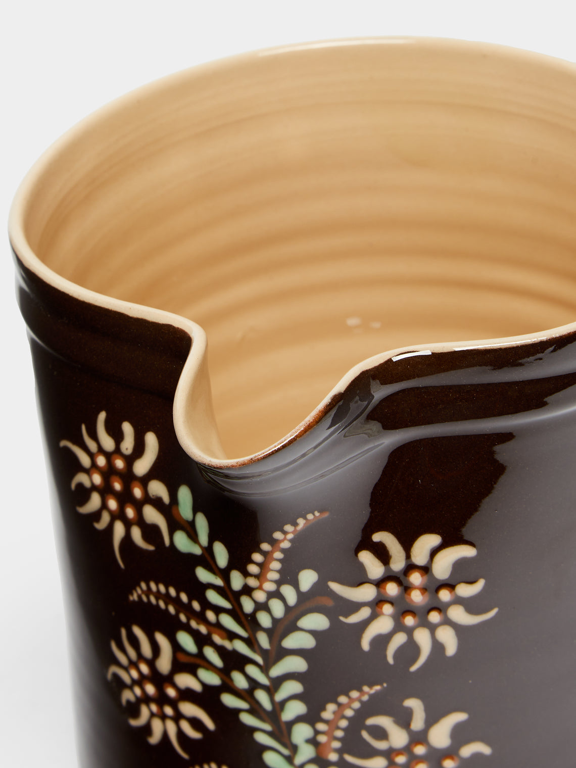 Poterie d’Évires - Flowers Hand-Painted Ceramic Straight-Edge Jug -  - ABASK
