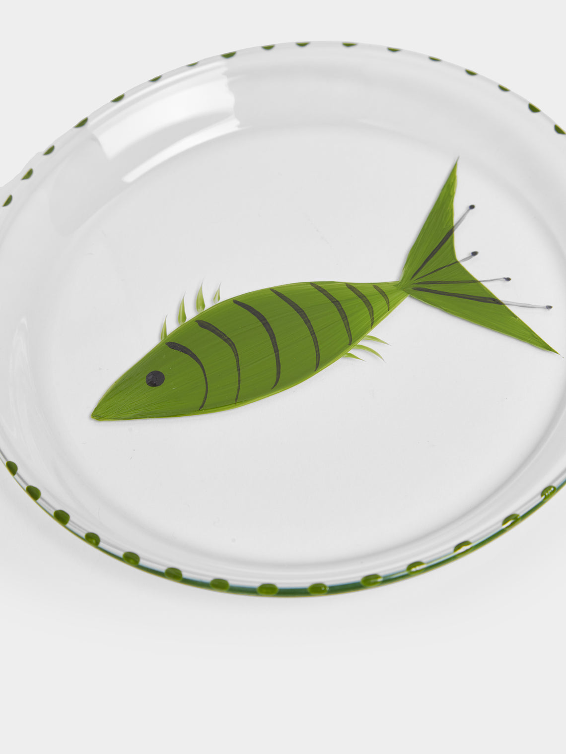 Los Vasos de Agua Clara - Fish Hand-Painted Glass Bread Plates (Set of 6) -  - ABASK