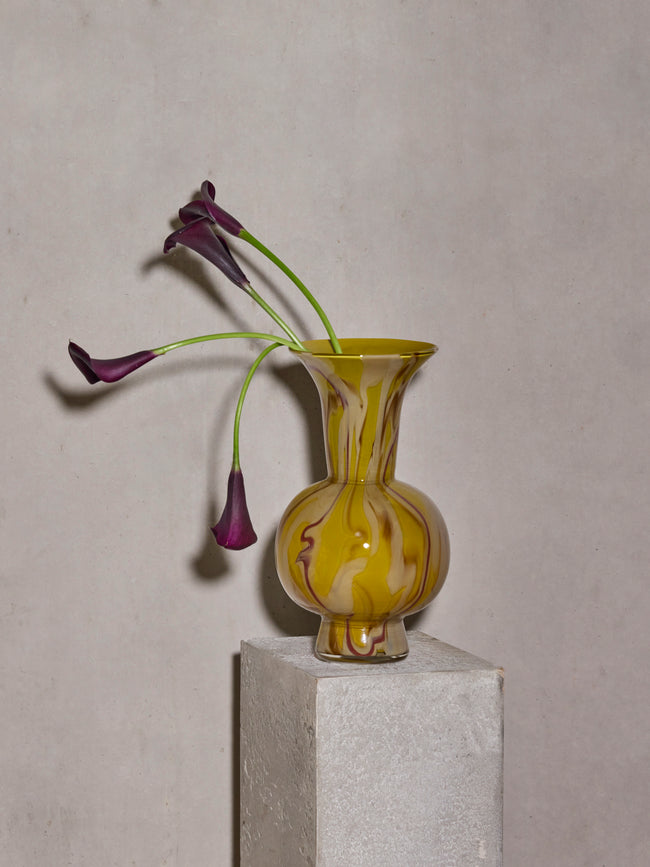 Martyn Thompson Studio - Penny Spotted Hand-Blown Glass Vase (12.5in/32cm) - Yellow - ABASK