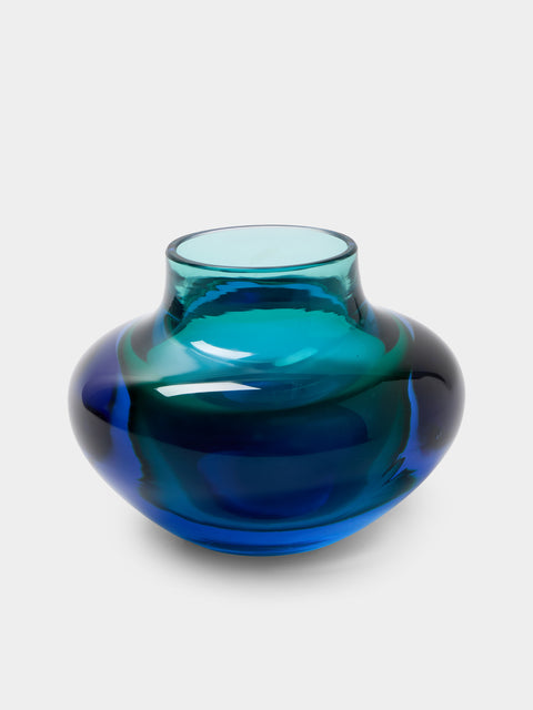 Antique and Vintage - 1970s Seguso Glass Vase (6in/15cm) - Blue - ABASK - 