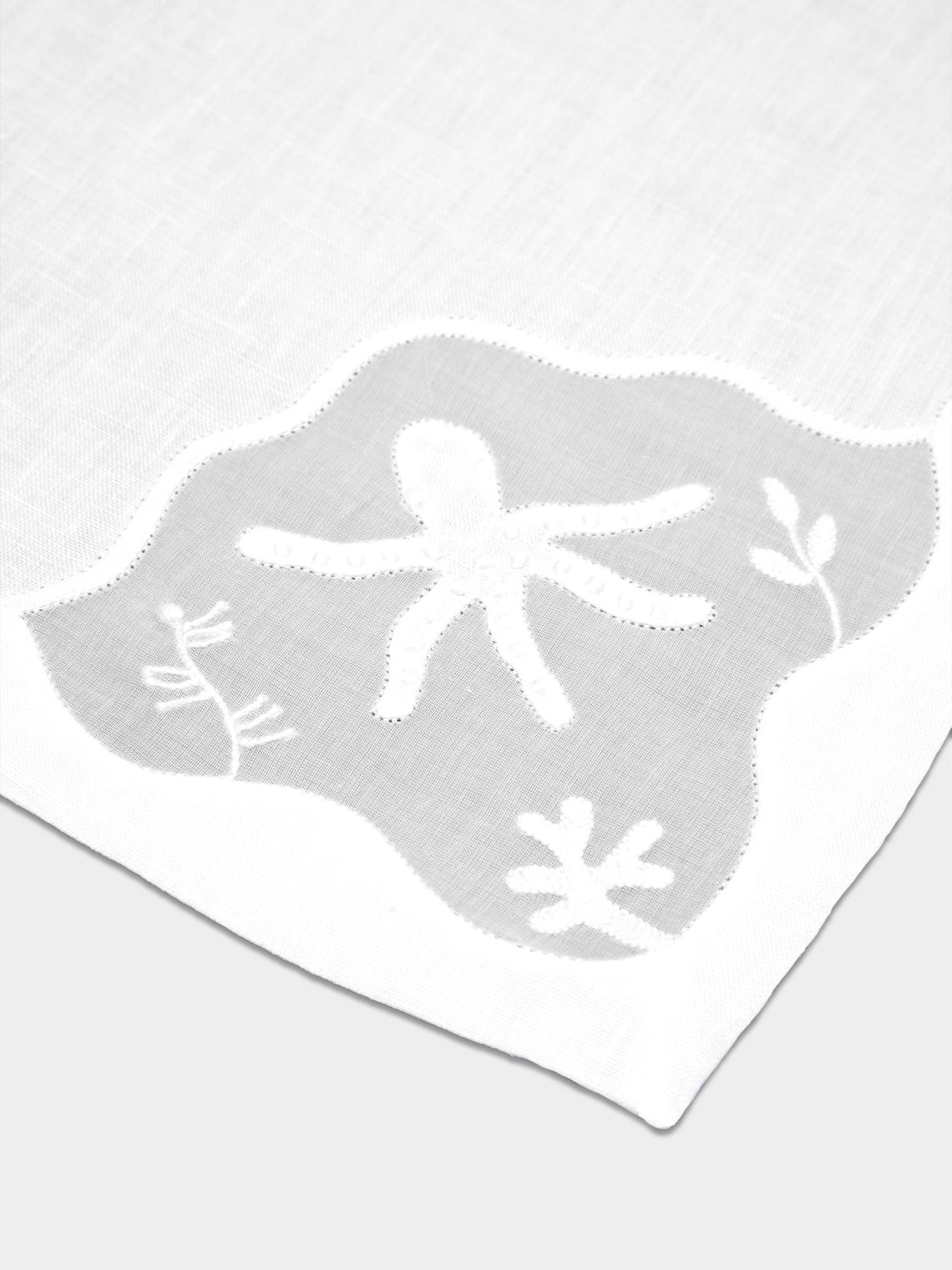 Taf Firenze - Sea Life Hand-Embroidered Linen Napkins (Set of 6) -  - ABASK