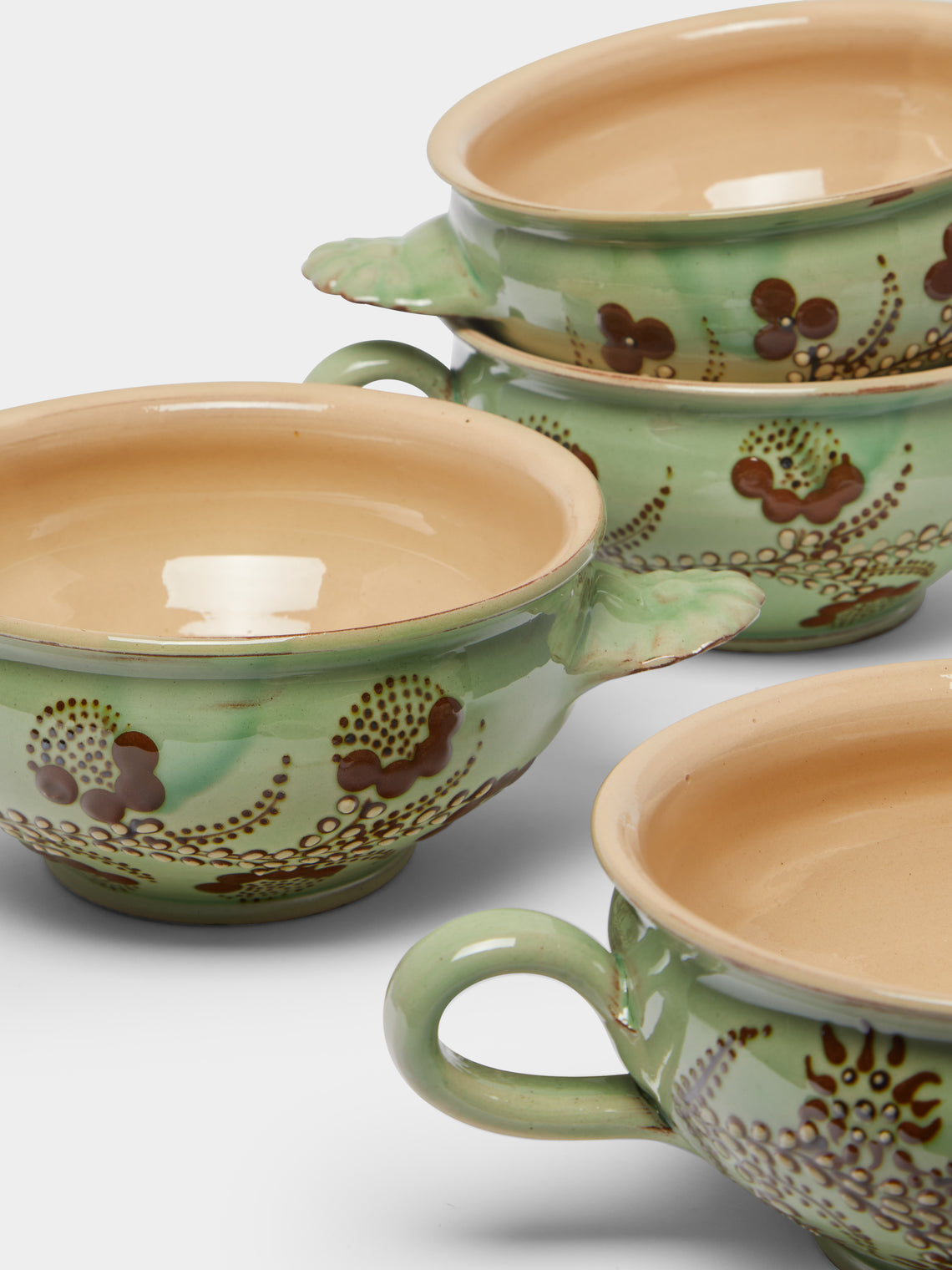 Poterie d’Évires - Flowers Hand-Painted Ceramic Soup Bowls (Set of 4) -  - ABASK