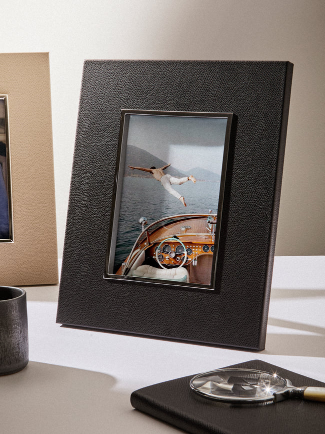 Pinetti - Leather and Silver-Plated Photo Frame (5x7") - Black - ABASK