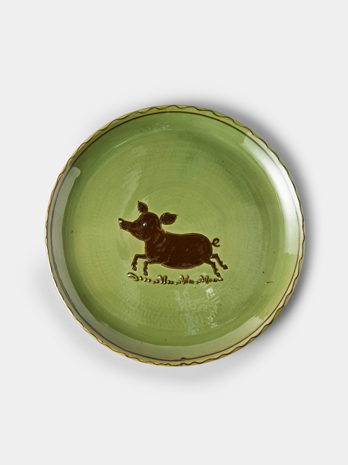 Poterie d’Évires - Animals Hand-Painted Ceramic Dinner Plates – 9.5in/24cm (Set of 4) - Green - ABASK