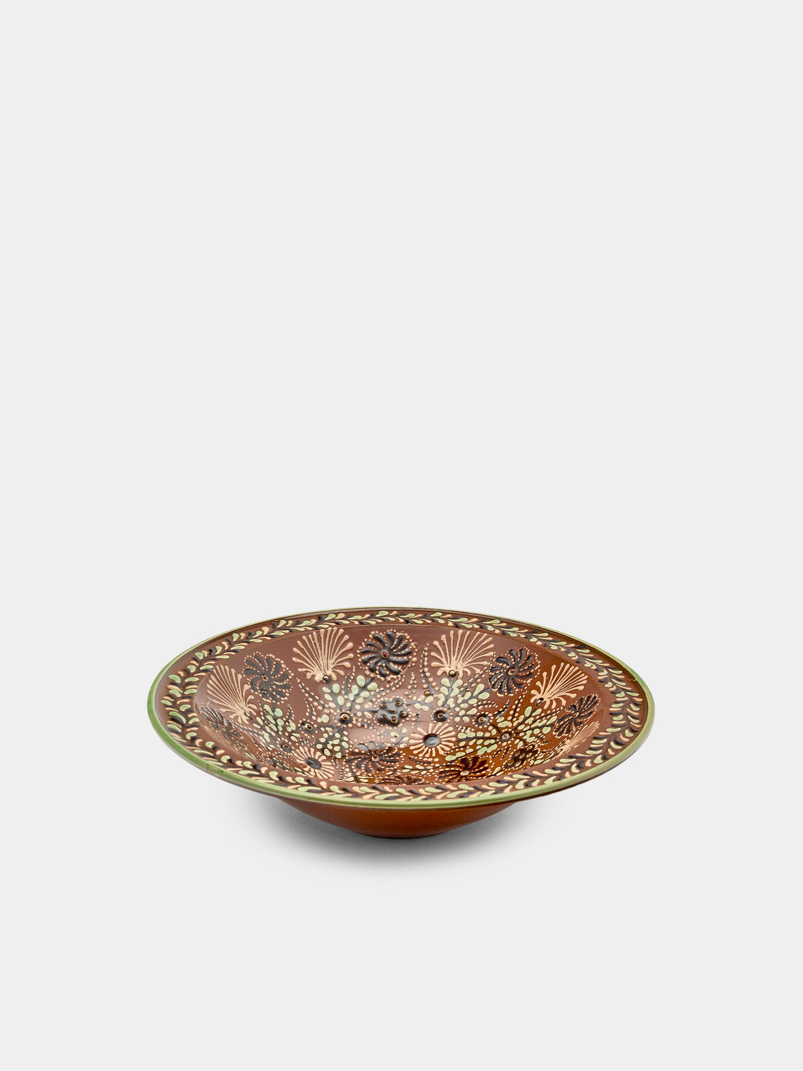 Poterie d’Évires - Flowers Hand-Painted Ceramic Small Serving Bowl - Light brown - ABASK