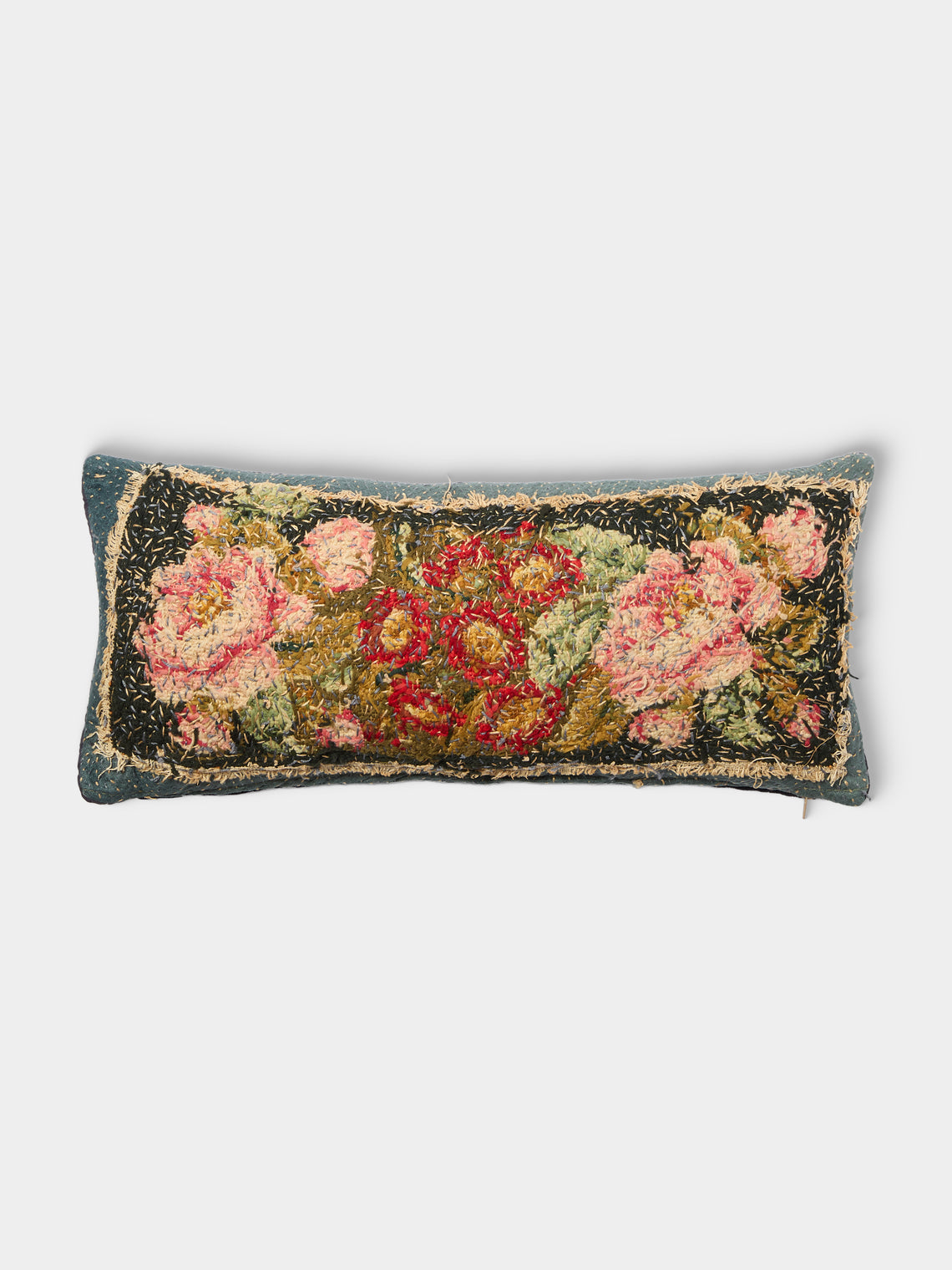 By Walid - 19th-Century Victorian Needlepoint Wool and Cotton Cushion (21.5in/55cm) - Multiple - ABASK - 