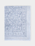 Chamois - Margerita Block-Printed Linen Medium Rectangular Tablecloth - Gray - ABASK - 