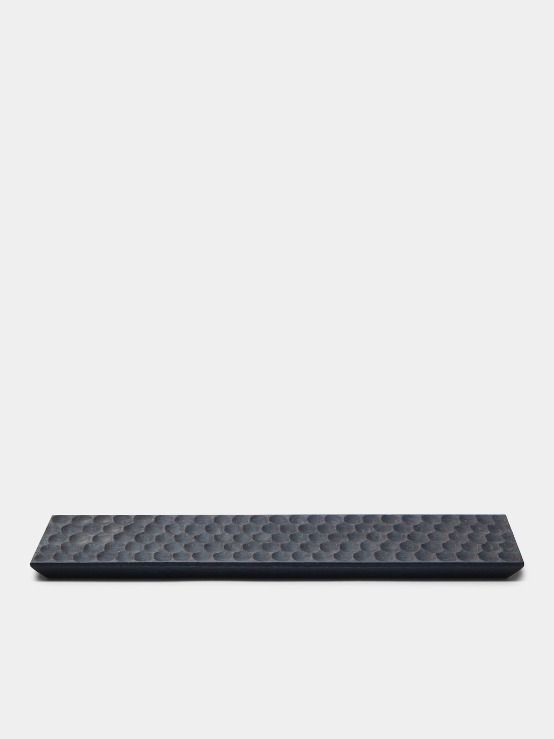 Mori Kougei - Tsuki-Jiri Indigo-Dyed Oak Sushi Plate (12in/30cm) - Black - ABASK