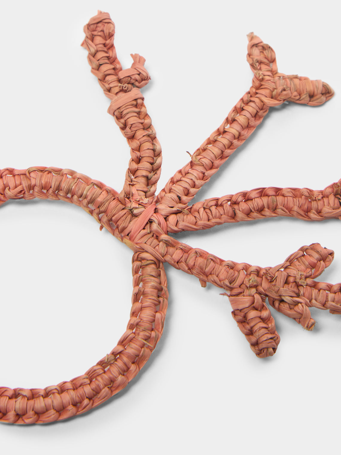 Coro Cora - Coral Handwoven Iraca Palm Napkin Rings (Set of 4) -  - ABASK