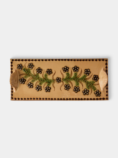 Poterie d’Évires - Flowers Hand-Painted Ceramic Cheese Platter - Cream - ABASK - 