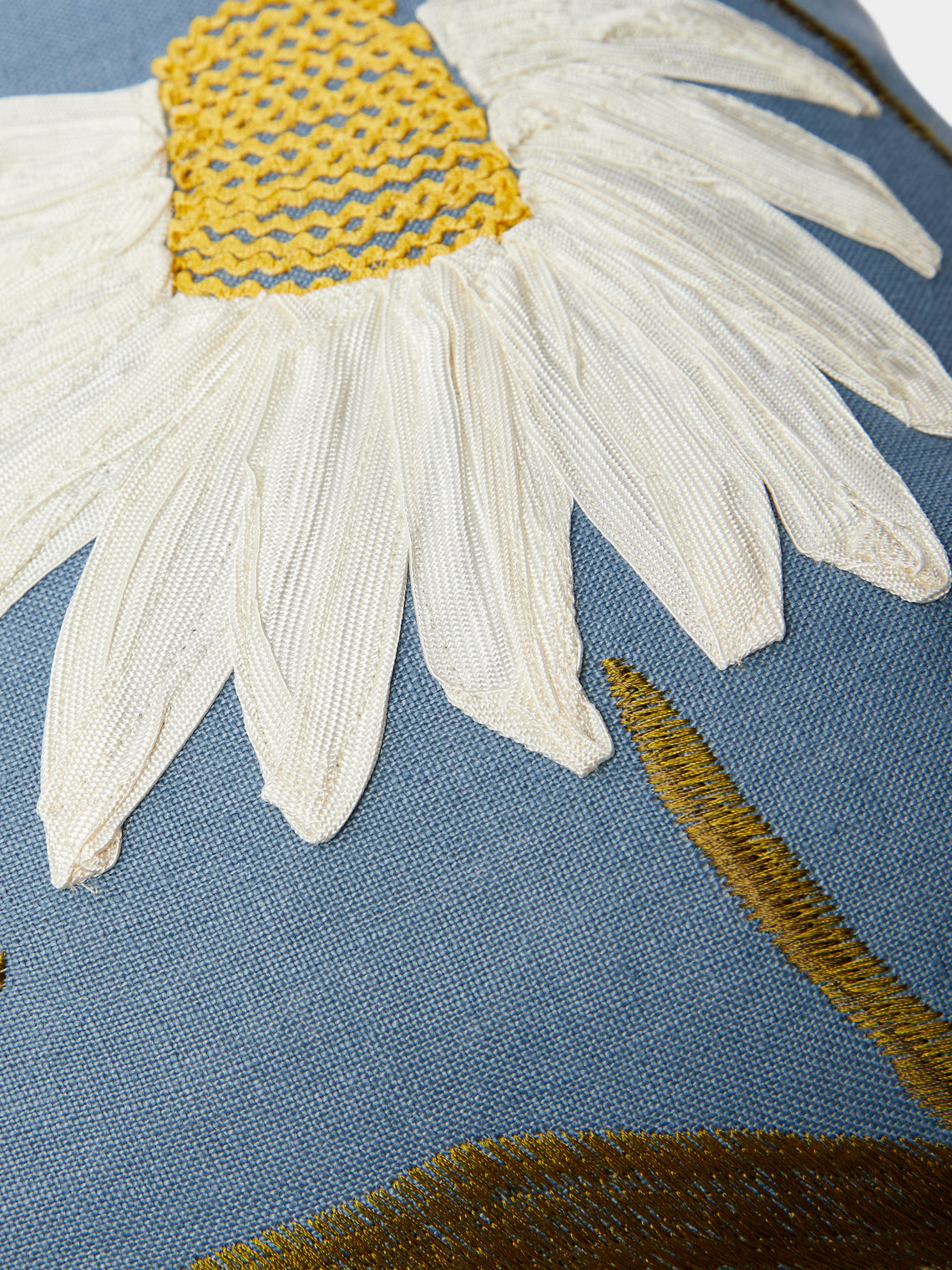 Lora Avedian - Ode to Echinacea Hand-Embroidered Linen Cushion -  - ABASK