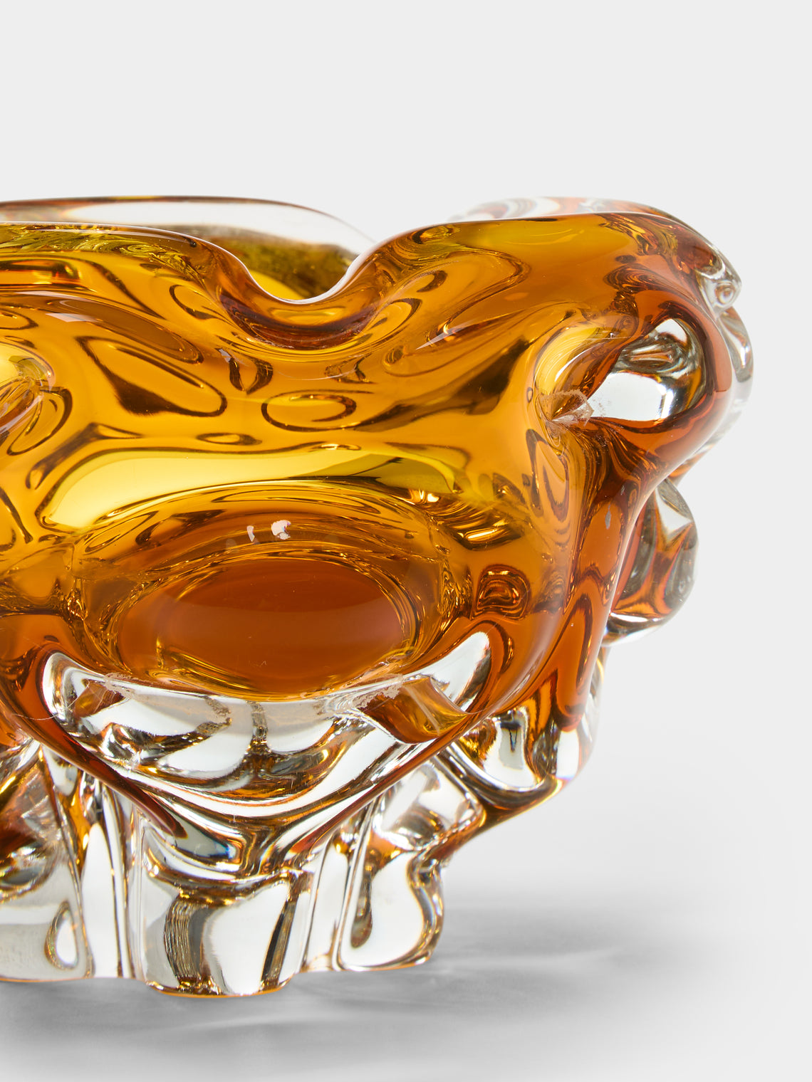 Antique and Vintage - Mid-Century Crystal Ashtray - Orange - ABASK