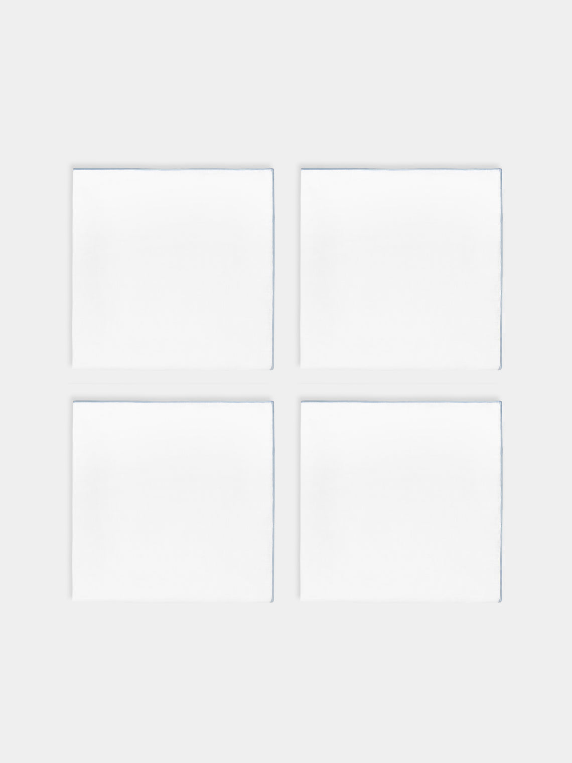 Madre Linen - Hand-Dyed Linen Contrast-Edge Napkins (Set of 4) - Light blue - ABASK - 