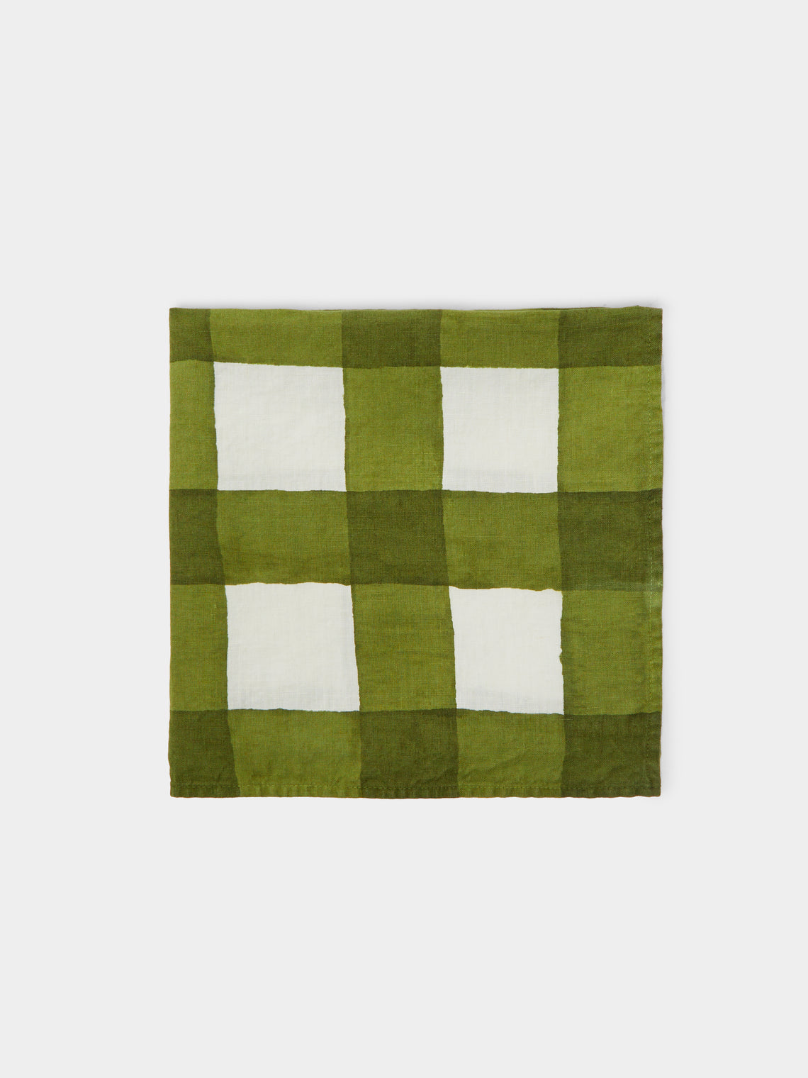 Stamperia Bertozzi - Gingham Hand-Painted Linen Napkins (Set of 4) -  - ABASK - 