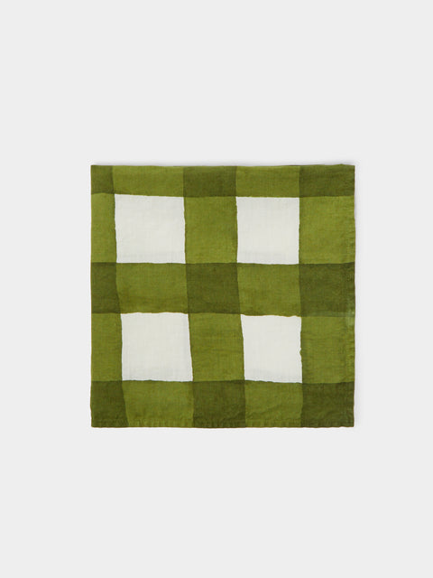 Stamperia Bertozzi - Gingham Hand-Painted Linen Napkins (Set of 4) -  - ABASK - 