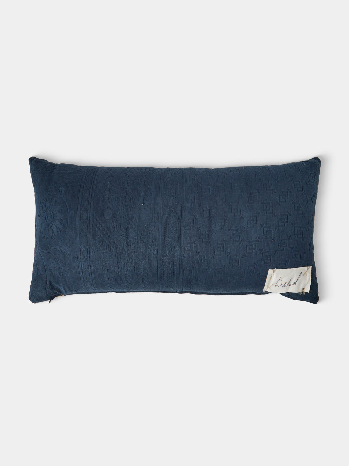 By Walid - 18th-Century French Aubusson Tapestry and Linen Cushion (29.5in/75cm) - Blue - ABASK