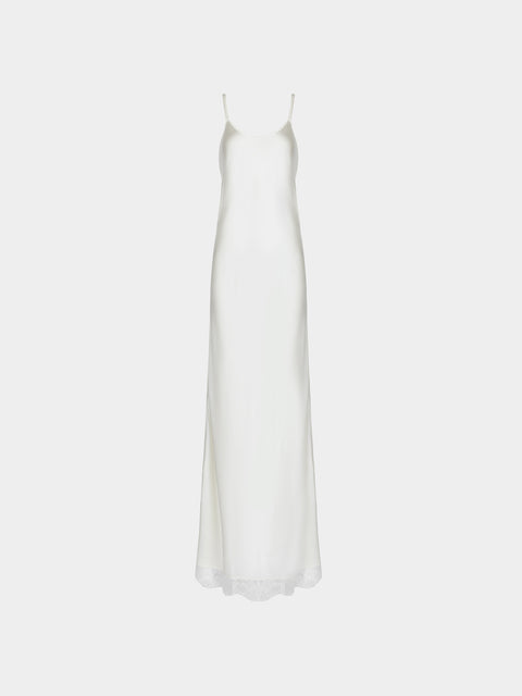 Ryan Roche - Silk and Lace Long Slip Dress | Size: S - Ivory - ABASK - 