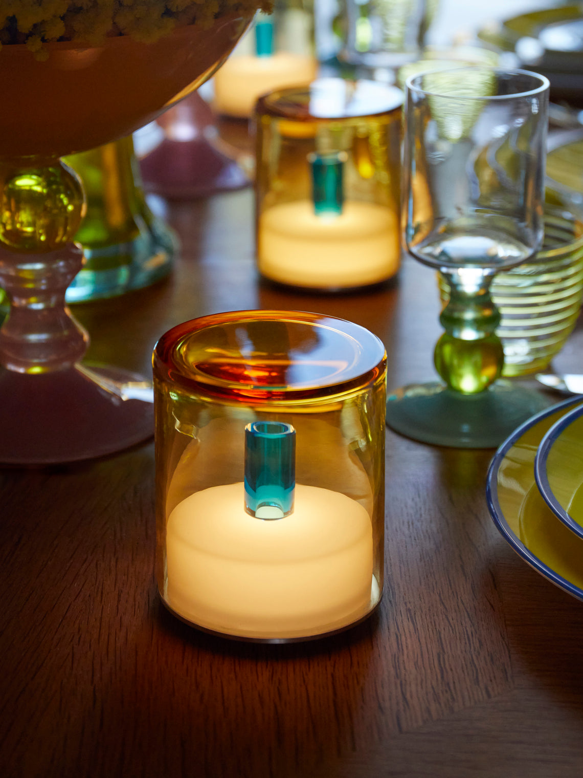 Green Wolf Lighting - Ambra I Hand-Blown Murano Glass Portable Table Light -  - ABASK