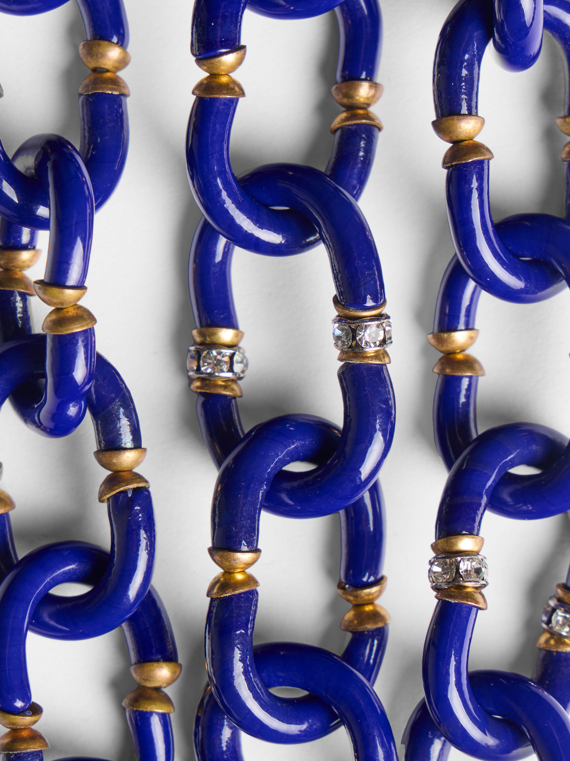 Mahnaz Collection - Vintage 1960s Archimede Seguso Murano Glass, Rhinestone and Gilt Brass Necklace - Blue - ABASK