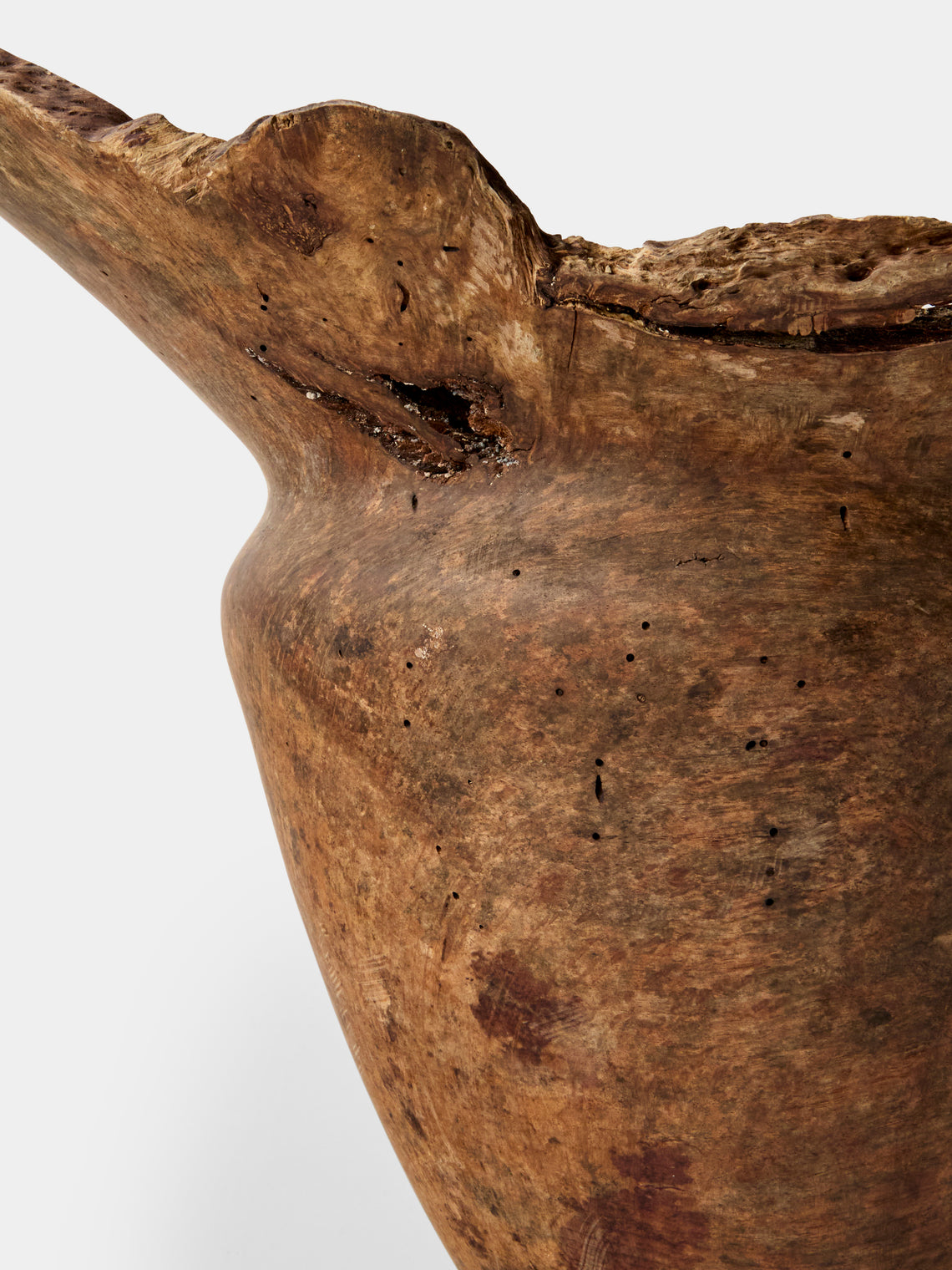 Iida Woodturning - Hand-Turned Earth-Finish Japanese Stone Oak Vase (15.5in/40cm) - Brown - ABASK