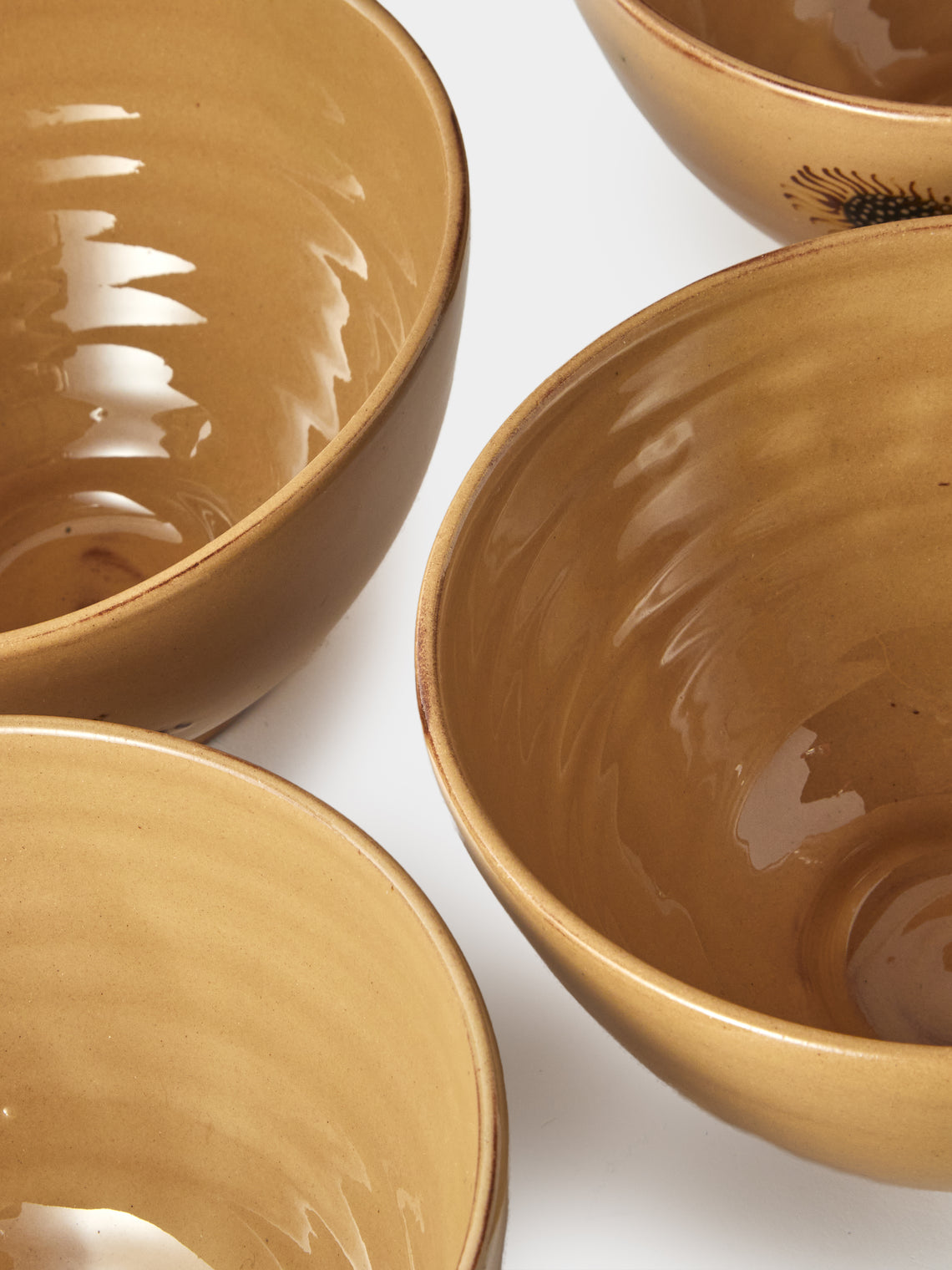 Poterie d’Évires - Flowers Hand-Painted Ceramic Grand Bowls (Set of 4) - Cream - ABASK