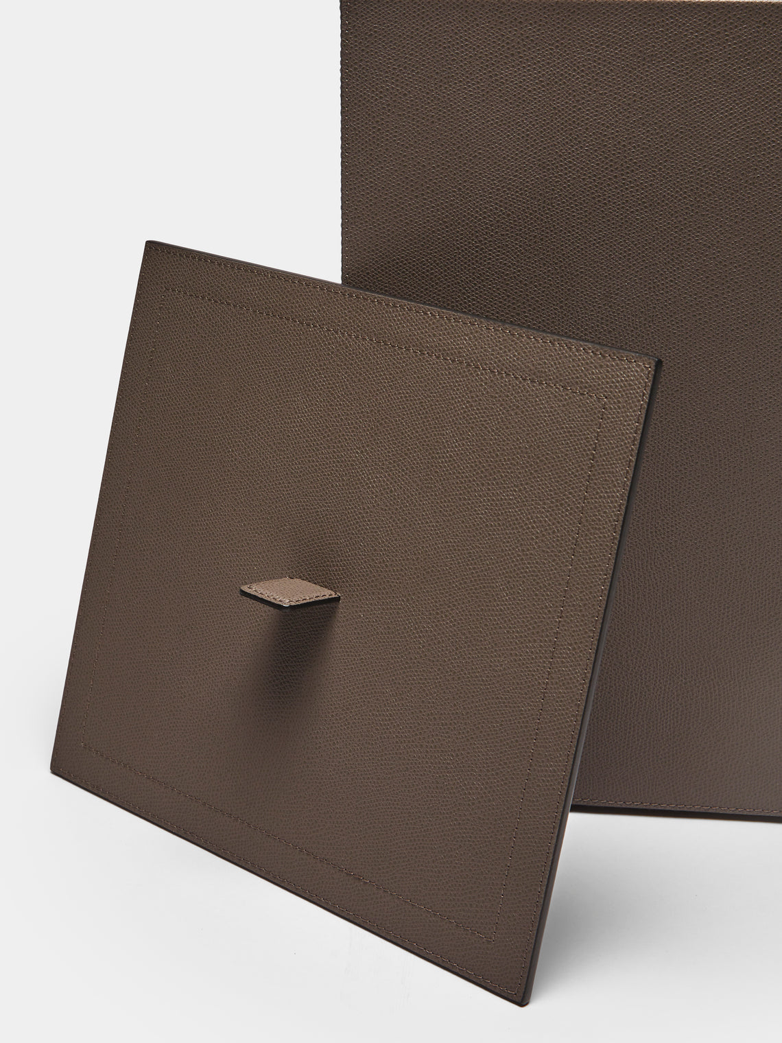 Giobagnara - Walter Leather Wastepaper Bin - Gray - ABASK