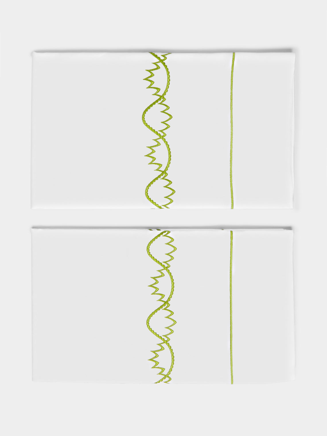 Loretta Caponi - Art Decò Hand-Embroidered Cotton King-Size Pillowcases (Set of 2) - White - ABASK - 