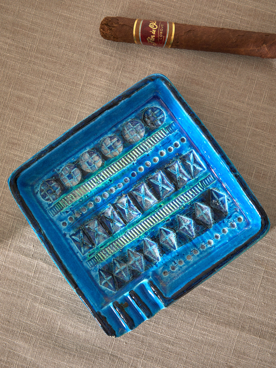 Antique and Vintage - 1970s Bitossi Ceramiche Rimini Blu Ceramic Ashtray - Blue - ABASK