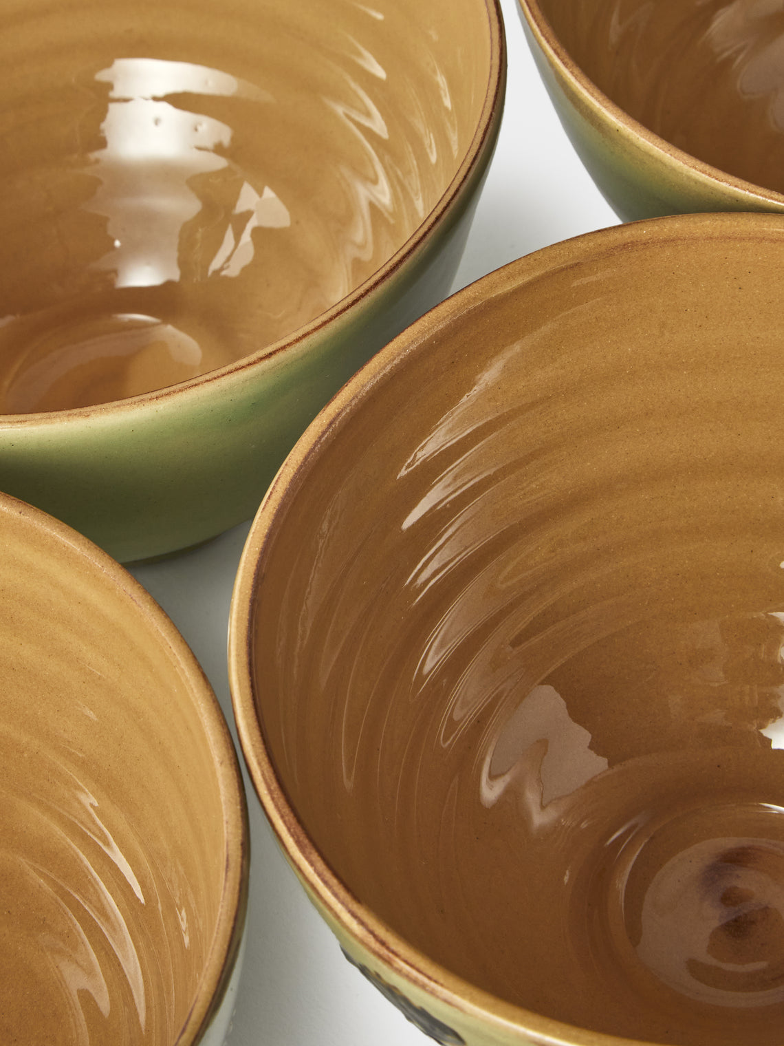 Poterie d’Évires - Flowers Hand-Painted Ceramic Grand Bowls (Set of 4) - Green - ABASK