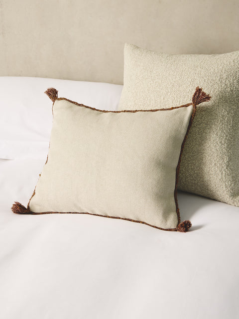 De Le Cuona - Cape Linen Braided-Cord Cushion (19.5in/50cm) - Cream - ABASK