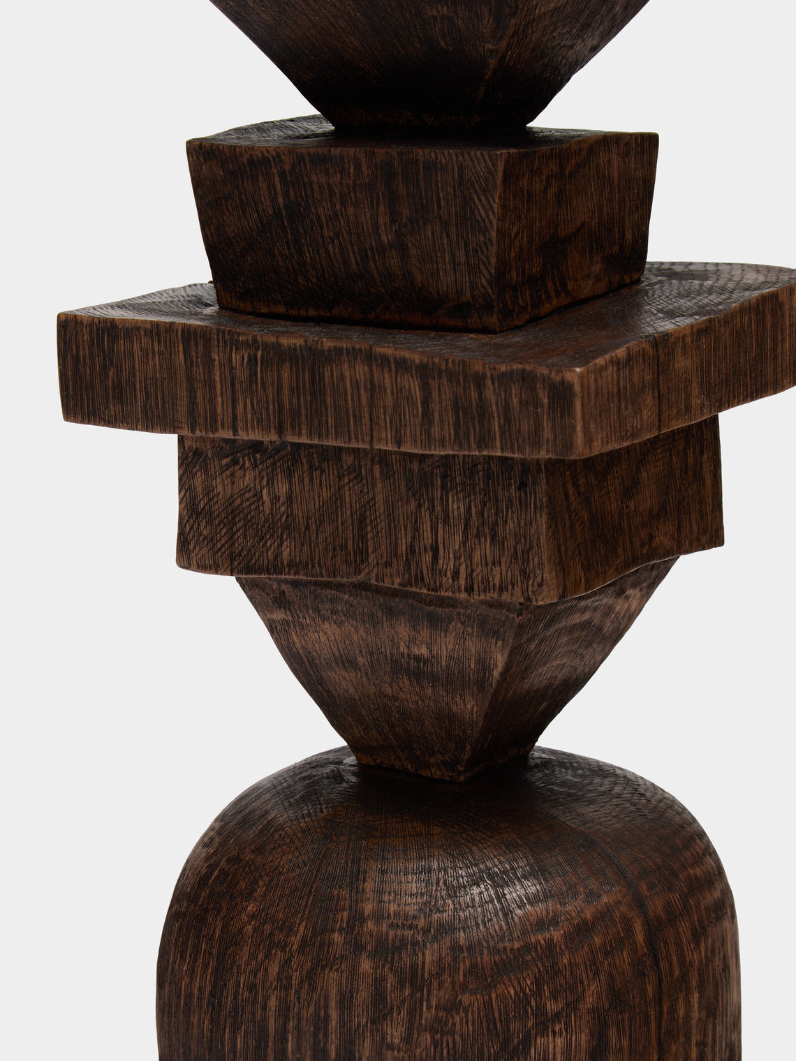 Jamie Gaunt Designs - Totem Hand-Carved Wood Candle Holder - Brown - ABASK