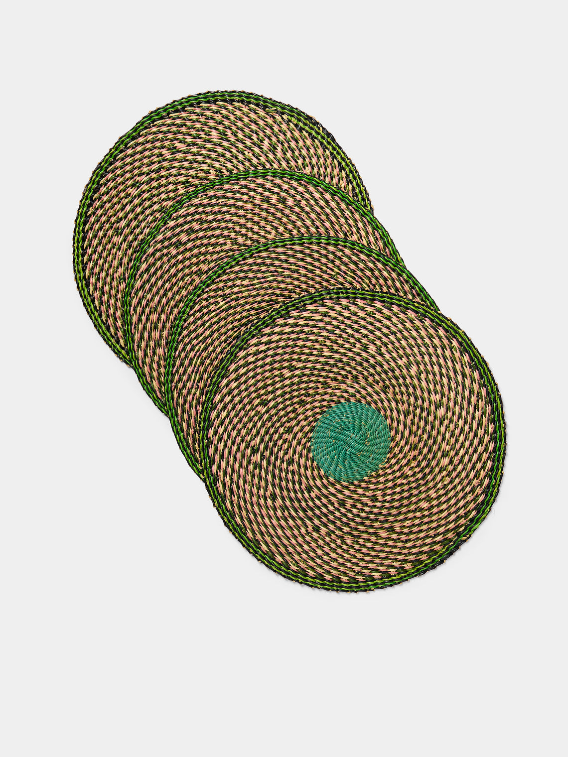 Baba Tree - Handwoven Elephant Glass Placemats (Set of 4) - Green - ABASK