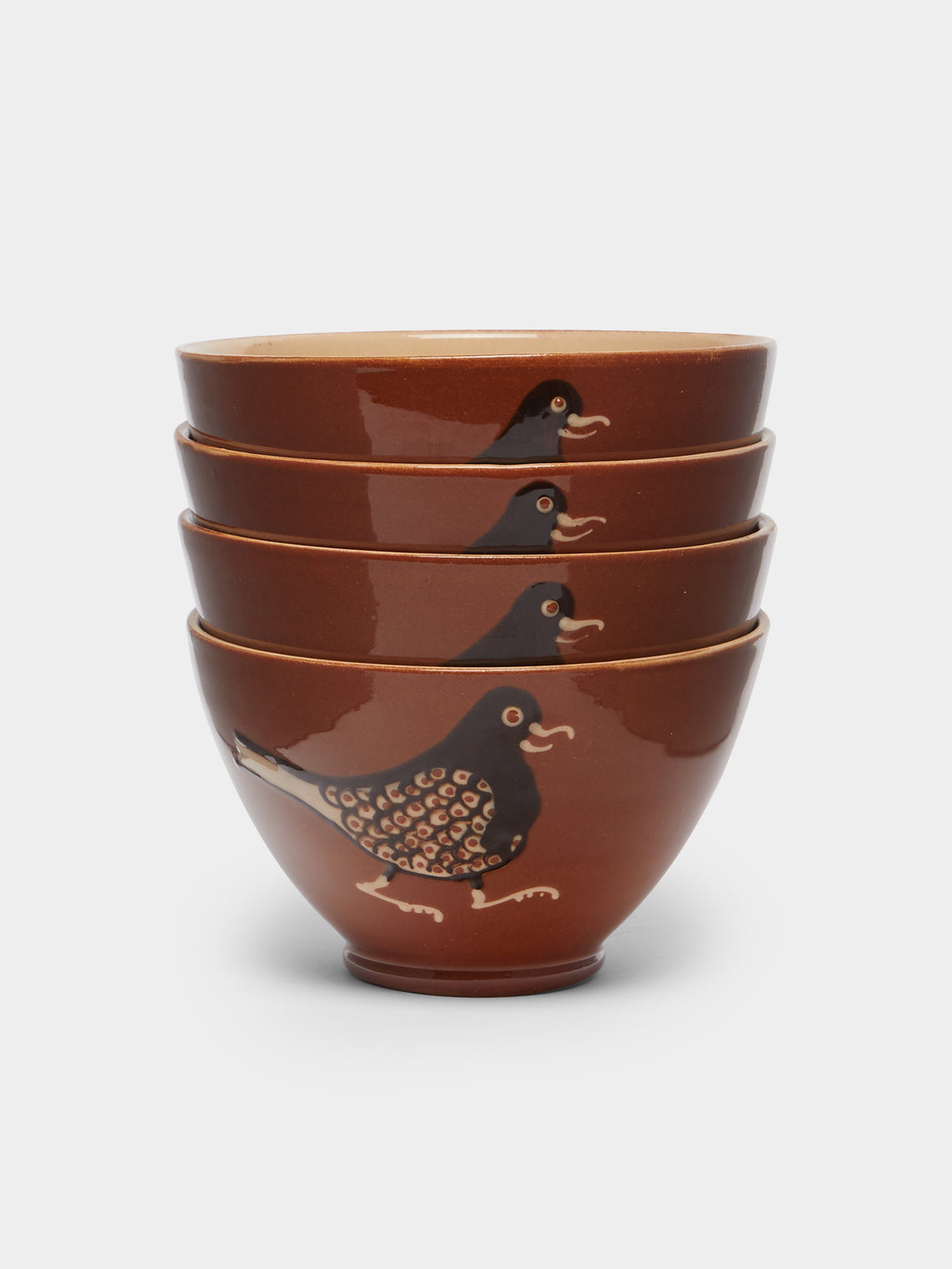 Poterie d’Évires - Birds Hand-Painted Ceramic Cereal Bowls (Set of 4) -  - ABASK