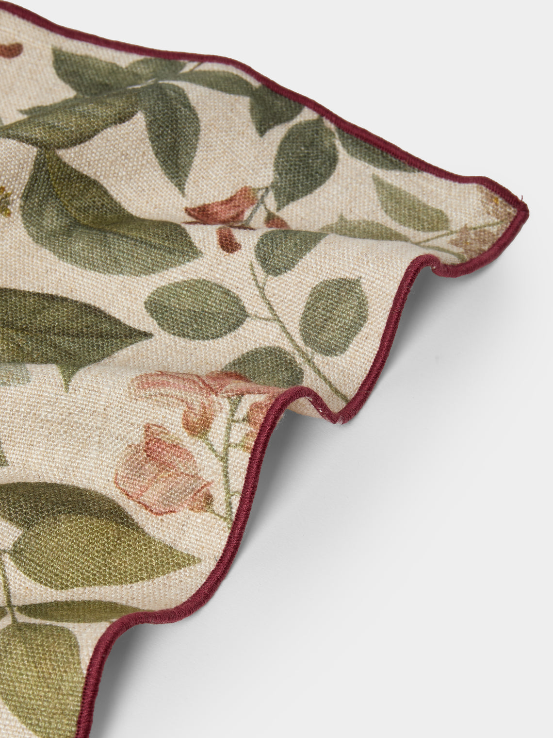 Borgo delle Tovaglie - Filo Sottobosco Embroidered Linen Rectangular Tablecloth (165.5in/4.2m) - Green - ABASK