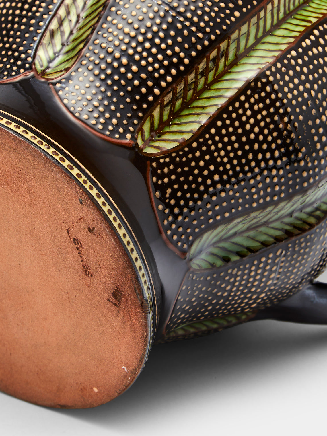 Poterie d’Évires - Dots Hand-Painted Ceramic Large Round Jug - Dark brown - ABASK