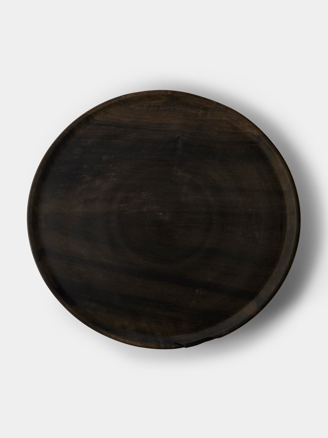 Iida Woodturning - Hand-Turned Oil-Finish Iron-Mordant Dogwood Tray (17.5in/44.5cm) - Brown - ABASK