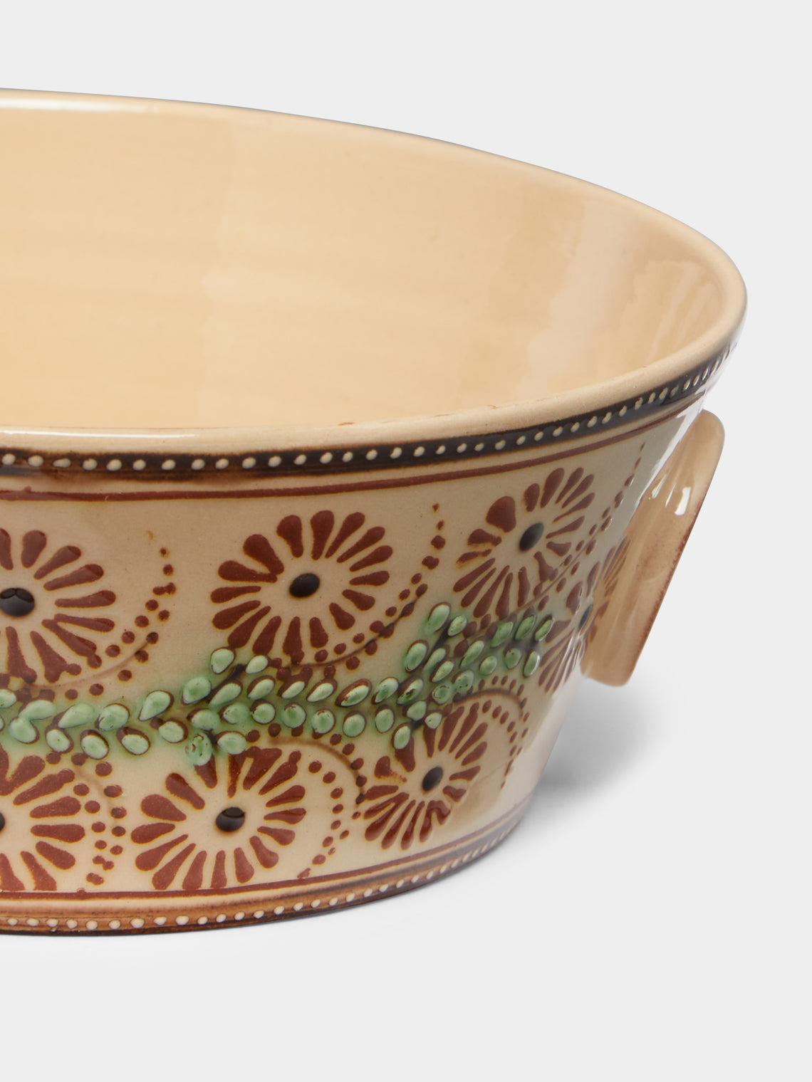 Poterie d’Évires - Flowers Hand-Painted Ceramic Handled Serving Bowl -  - ABASK