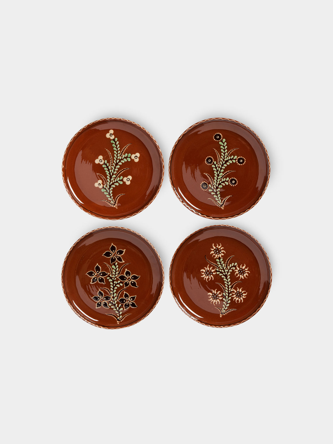 Poterie d’Évires - Flowers Hand-Painted Ceramic Small Plates (Set of 4) -  - ABASK - 