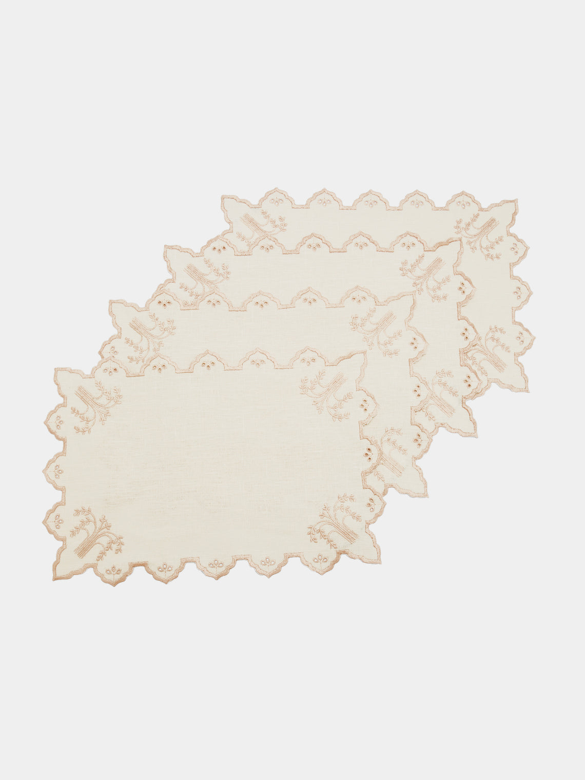 Borgo delle Tovaglie - Eden Embroidered Linen Placemats (Set of 4) - Natural - ABASK