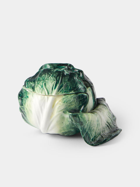 Antique and Vintage - 1940s Este Ceramiche Majolica Ceramic Cabbage Serving Tureen - Green - ABASK - 