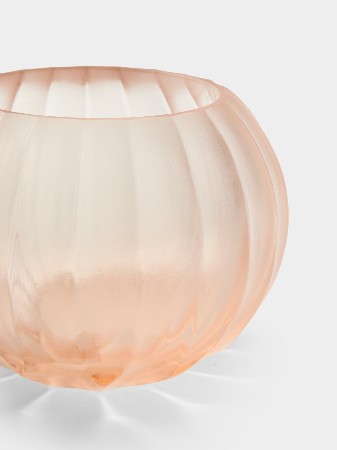Micheluzzi Glass - Bocia Rose Coste Hand-Blown Murano Glass Vase (4.5in/11cm) - Pink - ABASK