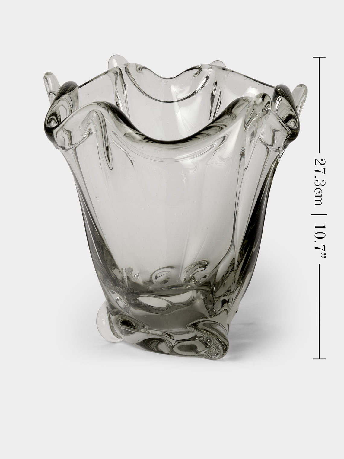 Antique and Vintage - 1950s Crystal Vase (11in/27.5cm) - Clear - ABASK