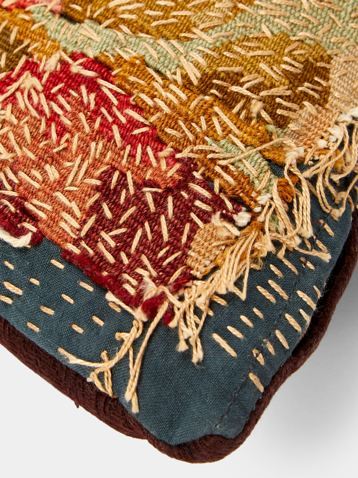 By Walid - 19th-Century Napolean III Aubusson Tapestry and Linen Cushion (17.5in/45cm) - Multiple - ABASK