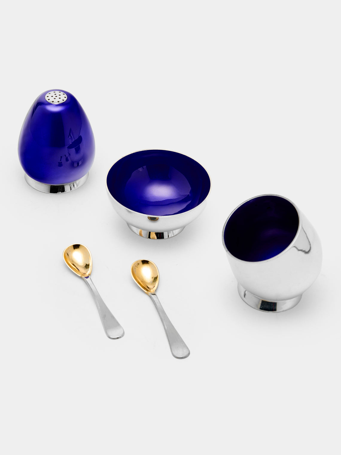 Antique and Vintage - Early-20th Century Michelsen Sterling Silver and Enamel Salt, Pepper and Mustard Set -  - ABASK