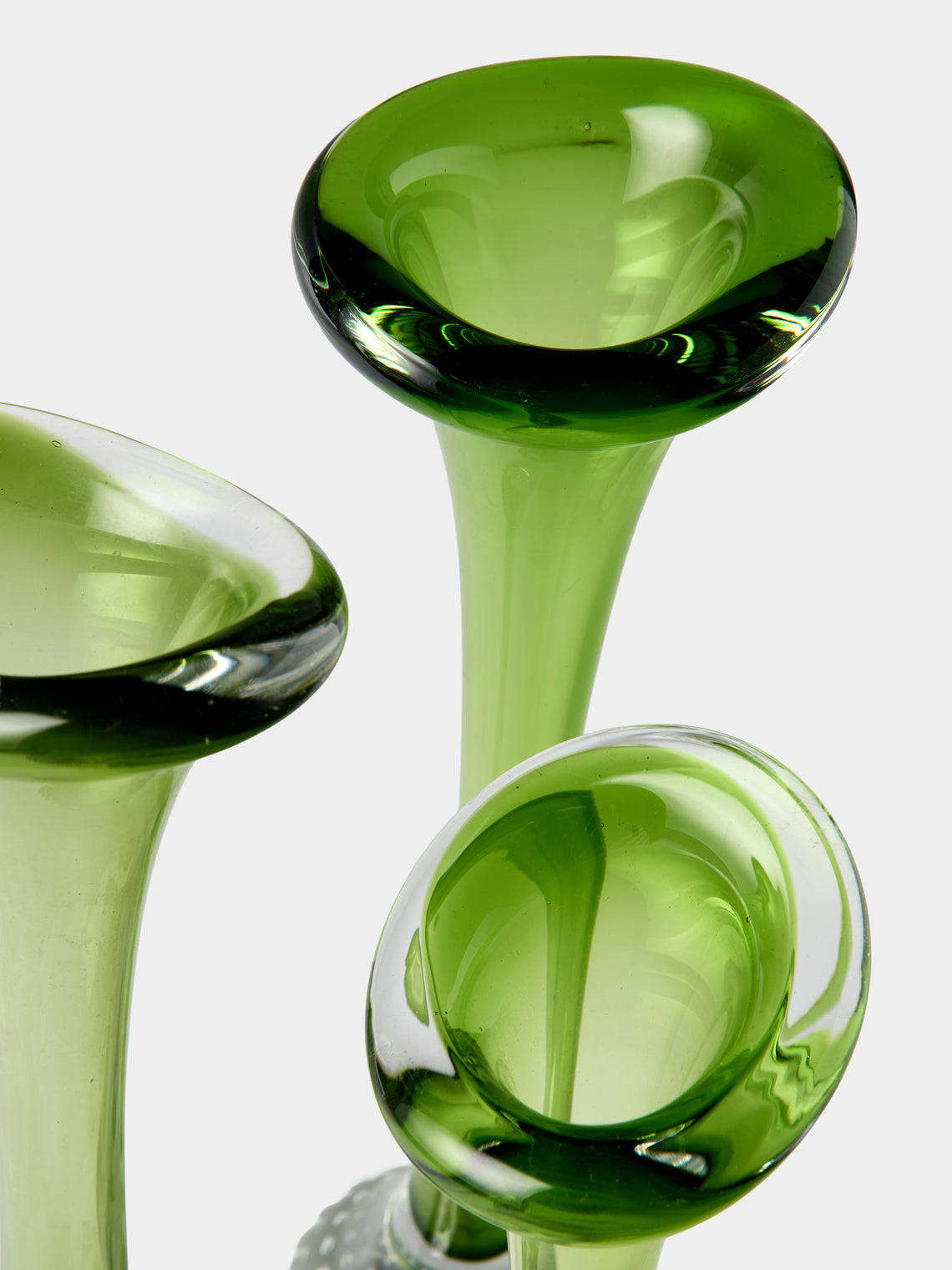 Antique and Vintage - Mid-Century Crystal Bud Vases (Set of 3) - Green - ABASK