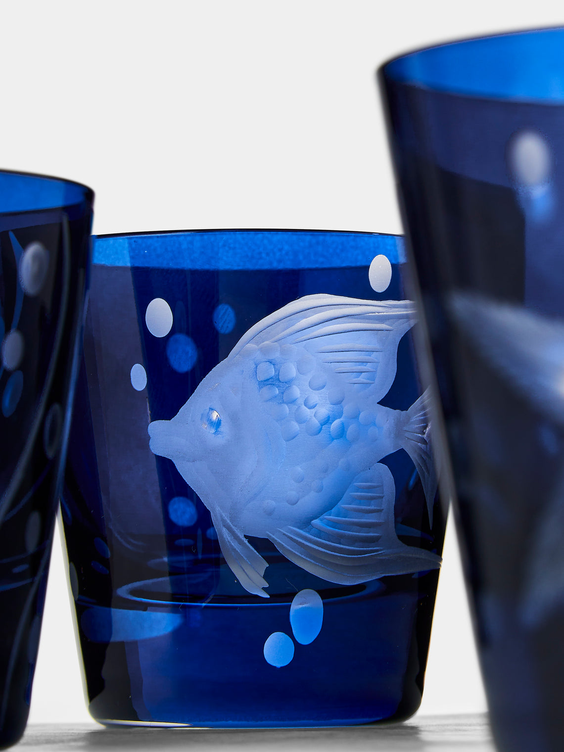Artel - Sea Life Hand-Engraved Crystal Shot Glasses (Set of 6) - Blue - ABASK