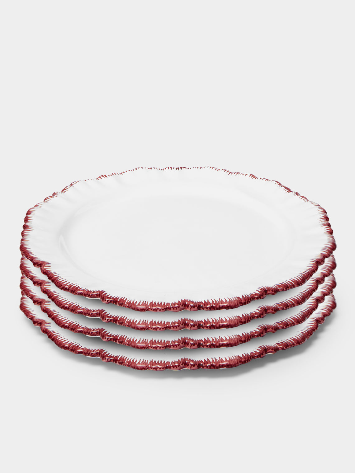 Atelier Soleil - Combed Edge Hand-Painted Ceramic Dinner Plates (Set of 4) -  - ABASK