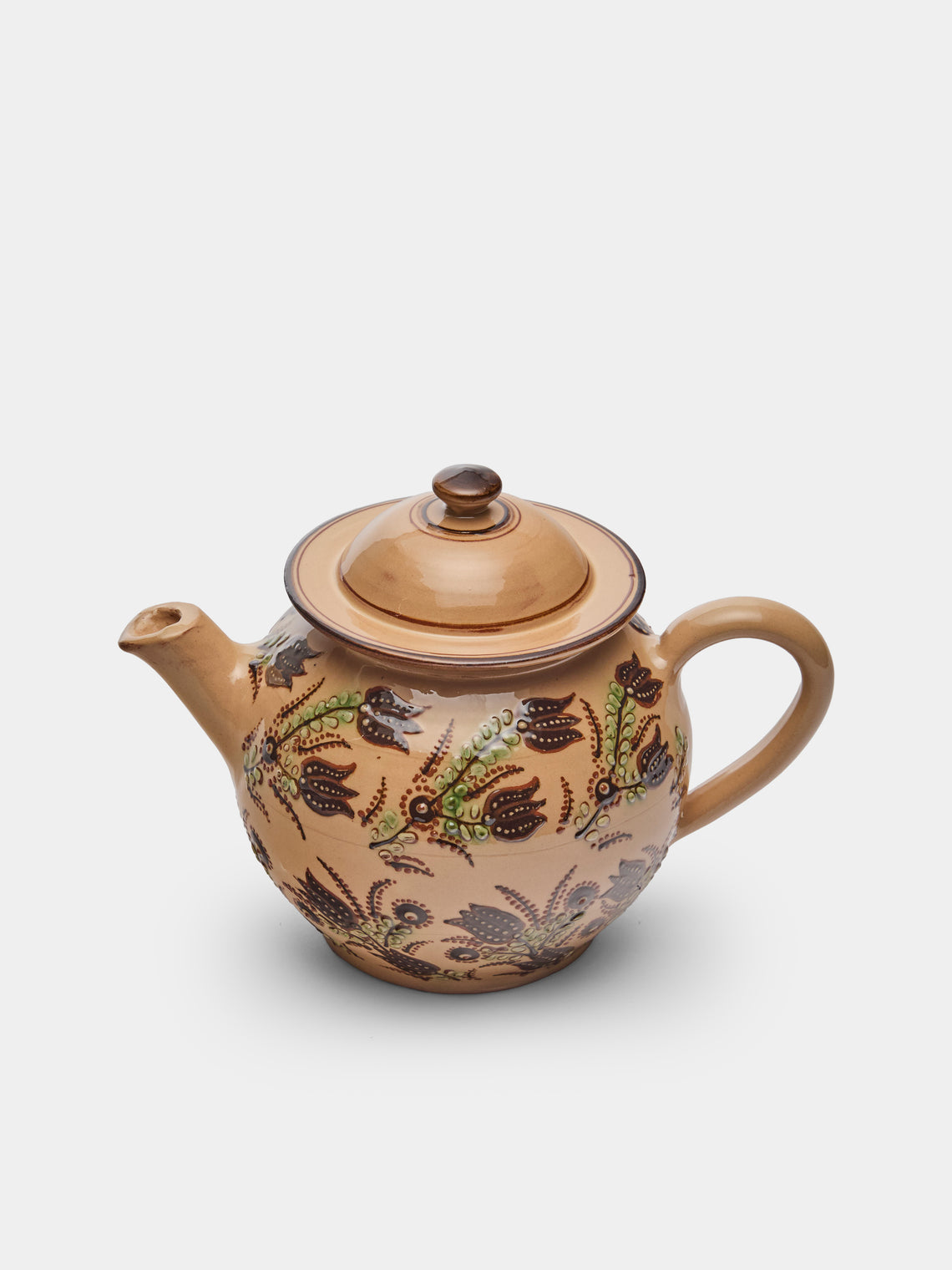 Poterie d’Évires - Flowers Hand-Painted Ceramic Teapot - Cream - ABASK