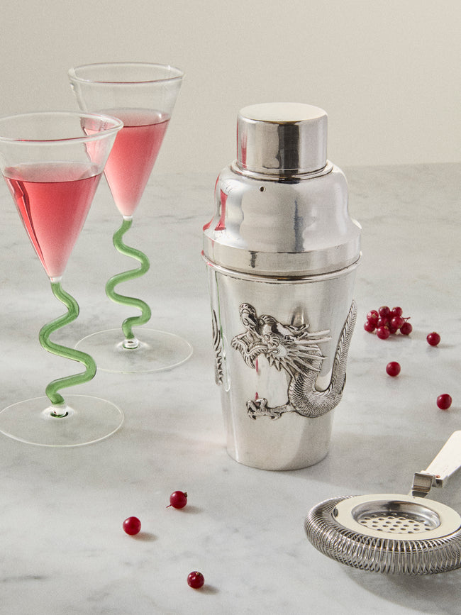 Antique and Vintage - 1930s Solid Silver Dragon Cocktail Shaker - Silver - ABASK